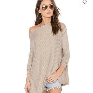We The Free People Lover Oversized Ribbed Long Sleeve Top | Taupe | Size S